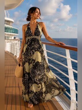 ✨ Laundry Shelli Segal Silk Halter Maxi Dress Size 6